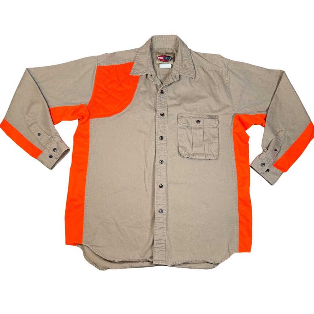 Wrangler Pro Gear Hunting Shooting Shirt Long Sleeve Padded Size Med Orange Tan